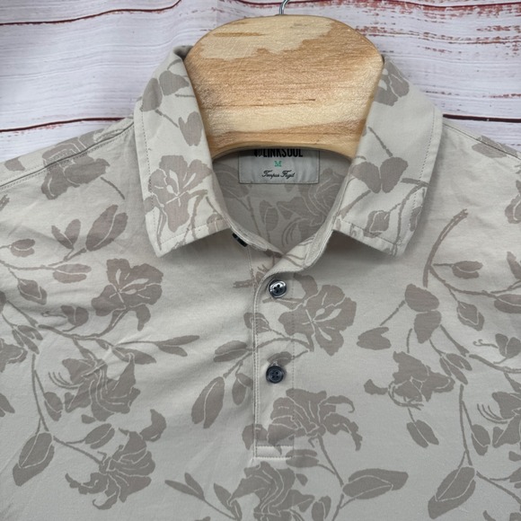 Linksoul Golf Polo Shirt Mens Size Medium Floral Print Short Sleeve Button Up - Picture 2 of 11